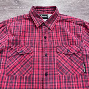 The Hundreds Shirt Mens Large Red Plaid Button Up Streetwear Logo Spellout Adult